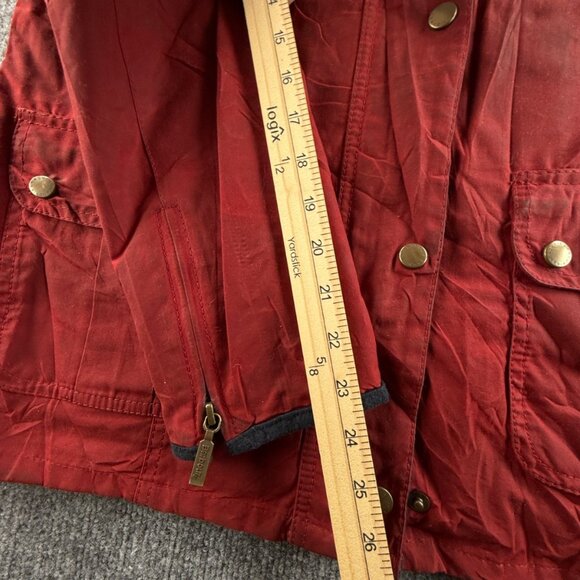 Barbour MORRIS UTILITY Waxed Jacket Women Full Zip Red Size 12 US Collared - Picture 11 of 16